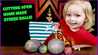 CUTTING OPEN STRESS BALLS SQUISHY TOYS  WHATS INSIDE HOMEMADE ORBEEZ STRESS BALL SLIME BALL KIDS [upl. by Hnirt]