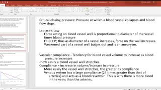 33 Poiseuille’s Law viscosity closing pressure Laplace’s law compliance blood distribution blo [upl. by Gabbi]