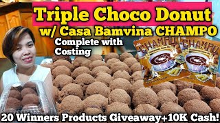 Triple Chocolate Donut PangNegosyo Recipe w Casa Bamvina Champo Complete with Costing [upl. by Guthry816]