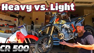 Honda CR500 dirt bike weight comparison Aluminum frame vs steel frame which one wins Part 2 [upl. by Andrews387]