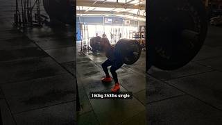 150kg 331lbs back squat double 5kg pr 160kg 353lbs back squat single [upl. by Burkhart]