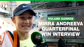 Mirra Andreeva Reacts to HUGE Upset Win over Sabalenka  2024 Roland Garros Quarterfinal [upl. by Ahseikan]