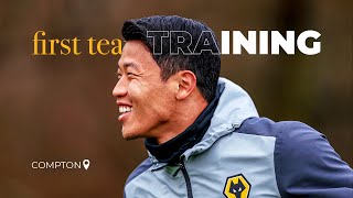 Hwang back and Noha Lemina scores two stunners  Wolves firstteam training ahead of Spurs trip [upl. by Ailimat]