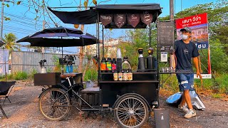 ASMR Cafe Vlog Mini coffee shop Café hopping Brew On Bike Mobile Barista Work Hard Coffeebar Kopi [upl. by Fendig953]