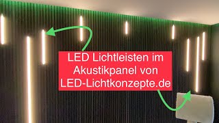 Akustik Panel Wandpanel TV Wand mit LED Lichtleisten LED Profile Raumbeleuchtung Wohnwand Design [upl. by Geesey]