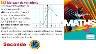 Exercice sur la notion de variations de fonctionEx 85 p 233 du Sesamaths en seconde maths [upl. by Allak]