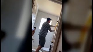 Viral video shows contractor destroy bathroom after he says homeowner refused to pay [upl. by Burtie]