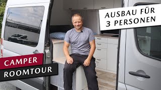 Camper Roomtour  Ungewöhnlich amp Viel Platz für 3 Personen  Sprinter L2H2 Camper Ausbau 13 [upl. by Sorkin349]