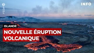 Islande  nouvelle éruption volcanique au sudouest de Reykjavik  RTBF Info [upl. by Rakia]