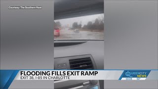 SEE VIDEO I85 exit closed in north Charlotte due to flooding NCDOT [upl. by Nikolos]