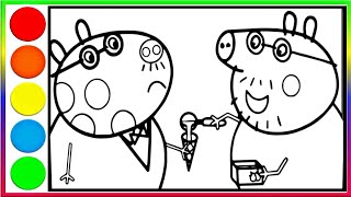 How to Coloring Daddy Pig Easy Step by Step Daddy Pig Drawing Painting and Coloring 11 [upl. by Korella348]