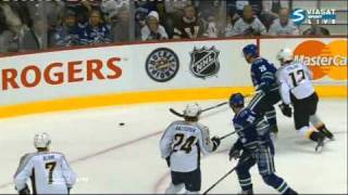 Leg injury Samuelsson Predators amp Canucks NHL May 7 2011 [upl. by Dorise]