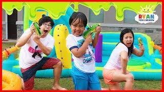 SLIME BLASTER CHALLENGE with Ryans World Toys [upl. by Terbecki]