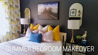 SUMMER BEDROOM MAKEOVER  NEW BED  ACCENT WALL makeover summer [upl. by Amilb]