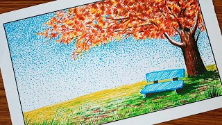 Beautiful Scenery Drawing With Sketch Pen For Beginners  Colouring Sketch Pen Drawing Tutorial [upl. by Joice]