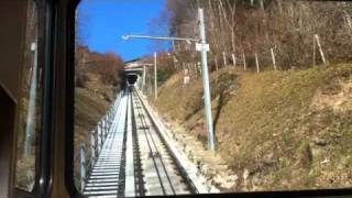 Up Mont Pelerin Pilgrim Mountain by funiculaire cable car in Montreux Switzerland [upl. by Sivehc456]