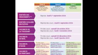 calendrier scolaire 2014  2015  rentrée des classes et vacances [upl. by Nauq]