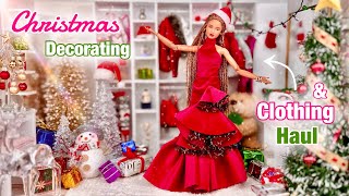 Decorating For Christmas  Barbie Doll Holiday Clothing Haul Christmas amp New Years Fashion [upl. by Neddie]