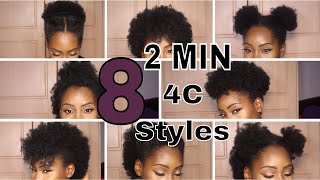 8 SUPER QUICK HAIRSTYLES ON SHORT 4C HAIR [upl. by Lyrret]