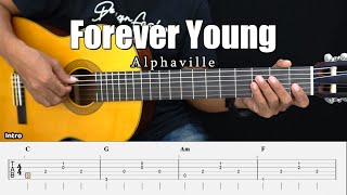 Forever Young  Alphaville  Fingerstyle Guitar Tutorial  TAB amp Lyrics [upl. by Nahc358]