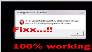 How To Fix msvcp120dll Missing Error 100 Working  Windows 1087 2017 Tutorial [upl. by Brocklin]