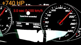 740 HP Audi RS7 Acceleration 0200 kmh [upl. by Mackoff]