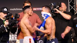 Josh Warrington vs Mauricio Lara 2 PUSHING amp SHOVING AT WEIGHIN  DAZN Boxing [upl. by Elatnahc]