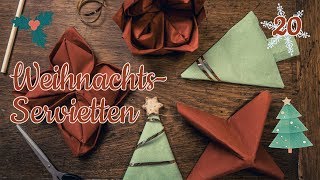 Weihnachts Servietten falten Tannenbaum und Weihnachtsstern einfach  Nicolas Christmas [upl. by Onitsuj]