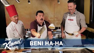 Jimmy Kimmel amp Guillermo Become Benihana Chefs [upl. by Nasus896]