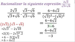 RACIONALIZACIÓN CON BINOMIOS EN EL DENOMINADOR [upl. by Jesher983]