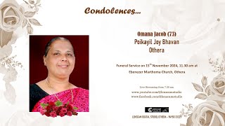 Funeral Service Live Streaming of Omana Jacob 73 Poikayil Joy Bhavan Othera [upl. by Notlok]