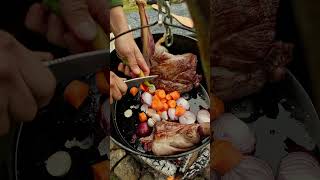 Whole Deer Leg Grilled in the Wildoutdoorcooking cooking asmr food chef deer [upl. by Eki745]