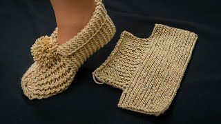 Knitted slippers are easy and simple step by step [upl. by Quintie]