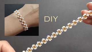 Beaded Bracelet Tutorial for Beginners Seed bead bracelet making [upl. by Elleined]