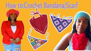 How to Crochet Bandana Head Scarf with Picots Beginner Friendly crochet lecrochet tutorial [upl. by Illac]