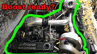 Twin Turbo 318 MOPAR ready for boost Whitie Build pt6 [upl. by Lib4]