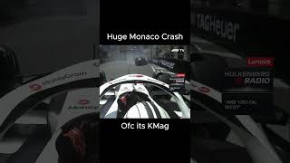 MONACO CRASH 24 f1 monaco crash formula1 f1monaco kevinmagnussen checoperez [upl. by Warms746]