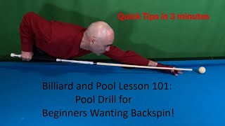 Pool Drill for Beginners Wanting Backspin on the Cue Ball Quick Tips in 3 Minutes Revised Audio [upl. by Marissa]