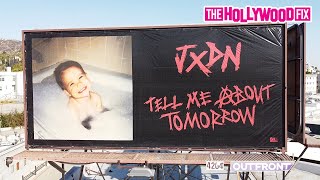 Jaden Hossler Posts Up A Jxdn  Tell Me About Tomorrow Billboard Above Guitar Center In Hollywood [upl. by Eded]