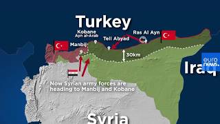 Turkey’s military incursion Video explainer on who controls what territory in northern Syria [upl. by Ahsek749]