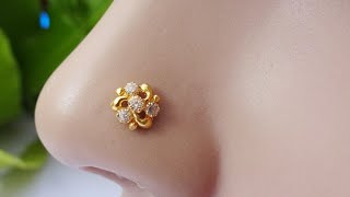 latest Gold Nose Pin Design  Gold Nose Stud Design nose gold jewelry design nose rings [upl. by Nitin964]