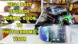 VEGA BOLT UPGRADE  NORMAL VISOR TO PHOTOCHROMIC VISOR DAY NIGHT VISORRS1016 REVIEW IN HINDI [upl. by Hux645]