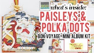 Whats Inside Paisleys amp Polka Dots quotBon Voyagequot Mini Album Scrapbook Kit with instructions [upl. by Liederman]