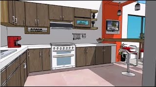 Diseño de COCINA con desayunador  kitchen plans [upl. by Elleved698]