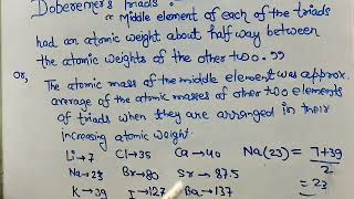 Dobereiners TriadsChemistry Class 11 NCERT Periodic TableVikram Tutorial देखते रहिए सीखते रहिए [upl. by Tamis]