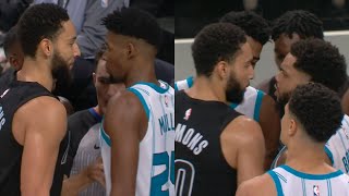 Ben Simmons dunks it then gets into it with Brandon Miller and the Hornets [upl. by Ihteerp]