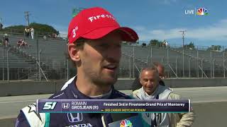 Romain Grosjean interview after third IndyCar podium [upl. by Seuqram]