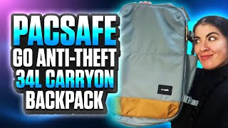 PACSAFE GO ANTI THEFT 34L CARRY ON BACKPACK REVIEW 2 weeks of use [upl. by Sturges293]