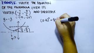 Parabola Finding the Standard Equation given the Vertex and Directrix Detailed Solution [upl. by Inalem373]