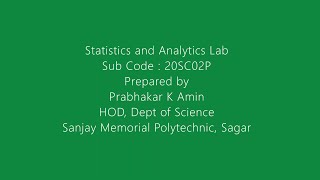 Statistics and Analytics Lab Experiment  1 [upl. by Kalli]